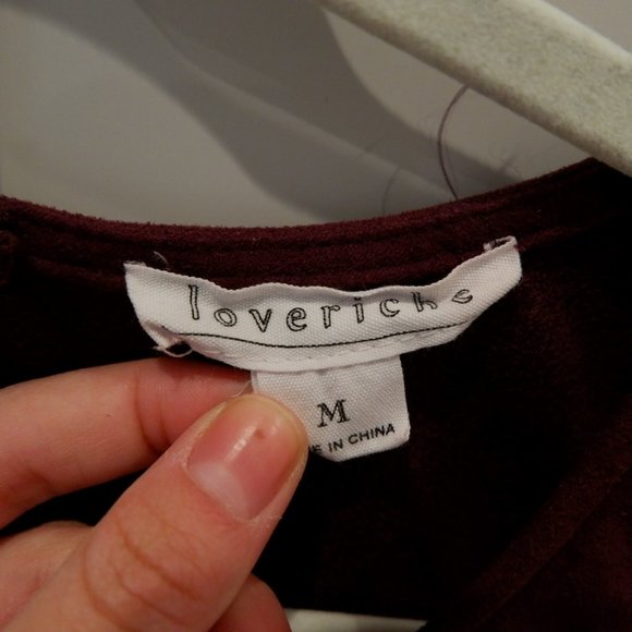 Love Riche Burgundy Suede Dress w/ Front Cut Out - Picture 2 of 5